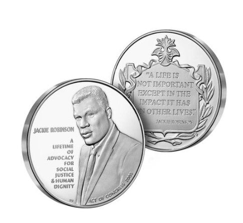 2022 - Negro Leagues Baseball Proof Silver Dollar Coin and Jackie Robinson Silver Medal Set