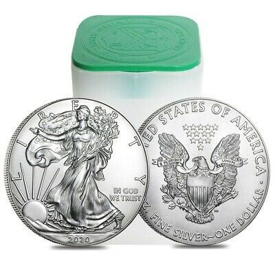 2020 Silver Eagle Roll- CH-GEM BU-American Eagle Dollars-Tube of 20