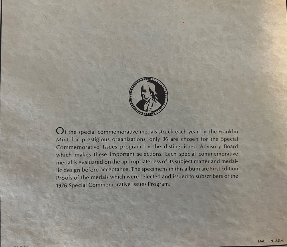 1976-Franklin Mint Special Commemorative Issues of First Addition Proofs