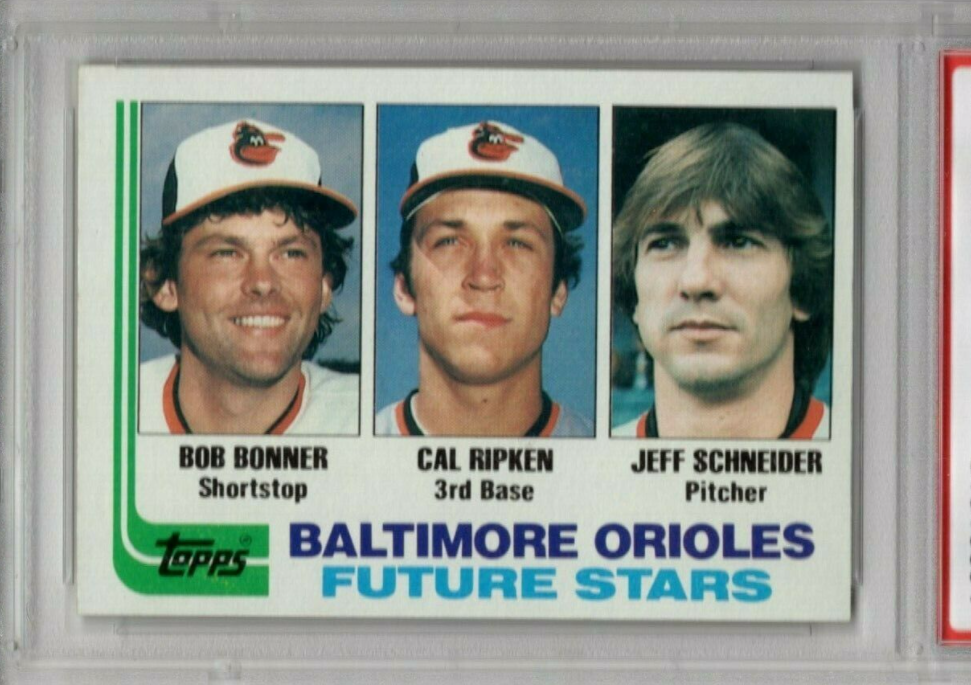 1982 Topps #21 Orioles Future Stars with Cal Ripken Rookie - PSA 8