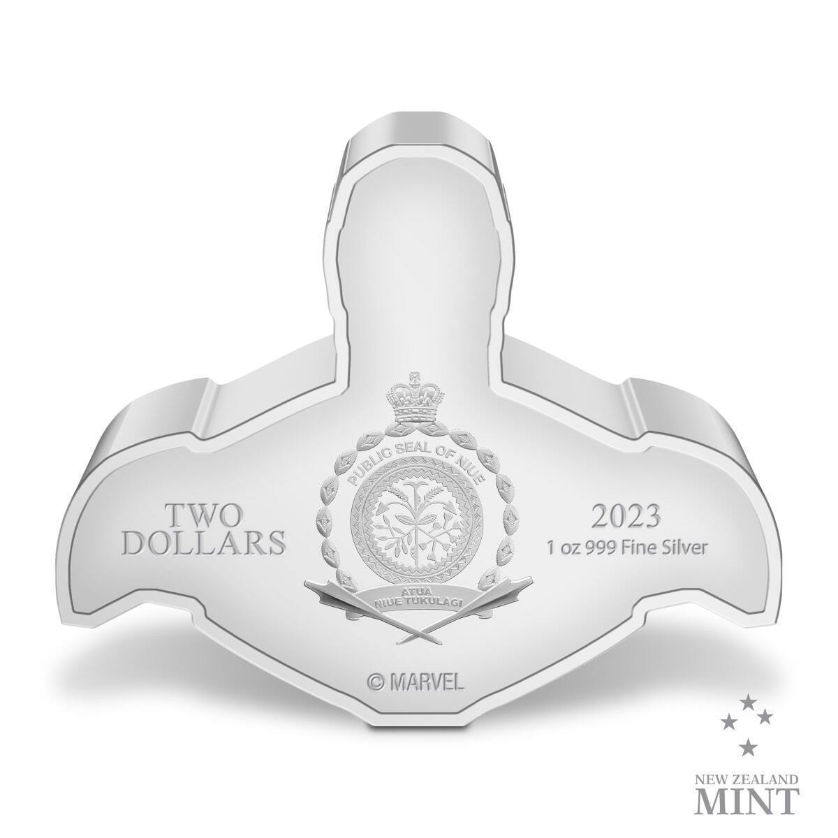 2023 Niue Marvel Iron Man Shaped 1oz Silver Colored Proof Coin