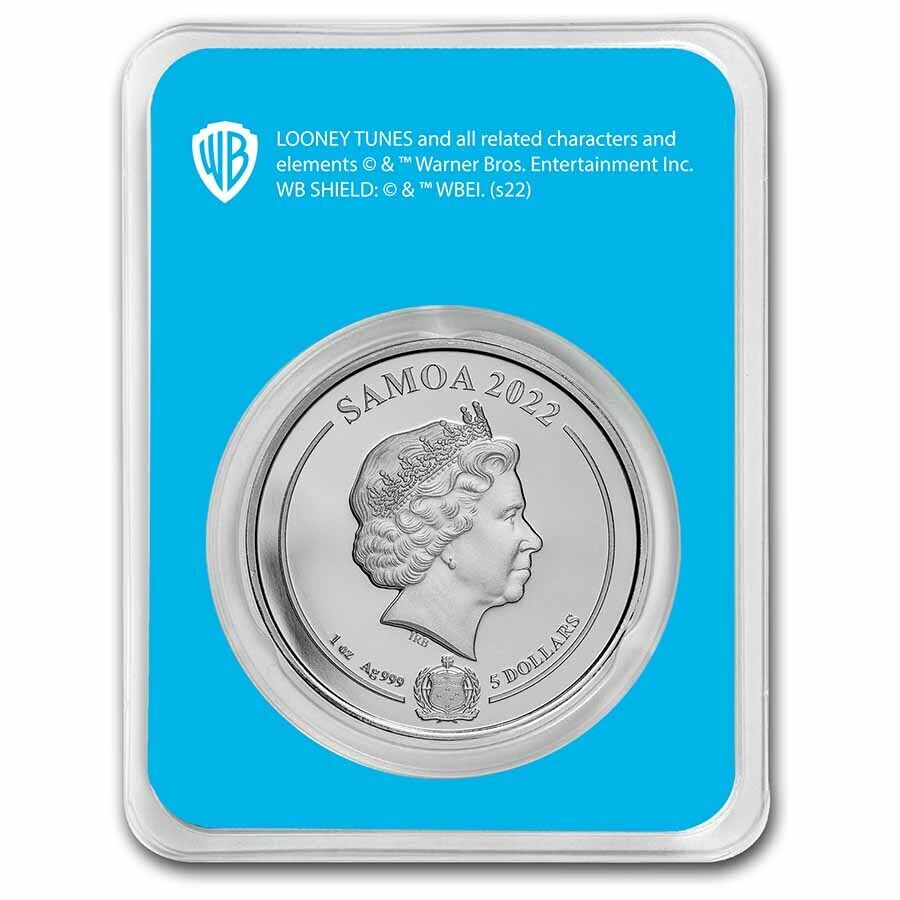 2022 Samoa 1 oz Silver Looney Tunes Bugs Bunny Colorized with TEP