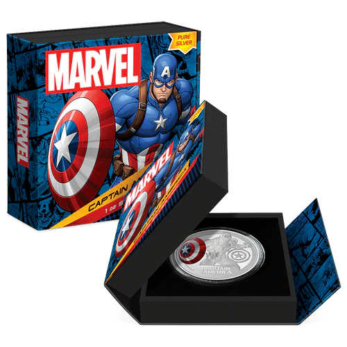 2023 Niue Marvel Captain America 1oz Silver Colored Proof Coin