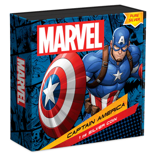 2023 Niue Marvel Captain America 1oz Silver Colored Proof Coin
