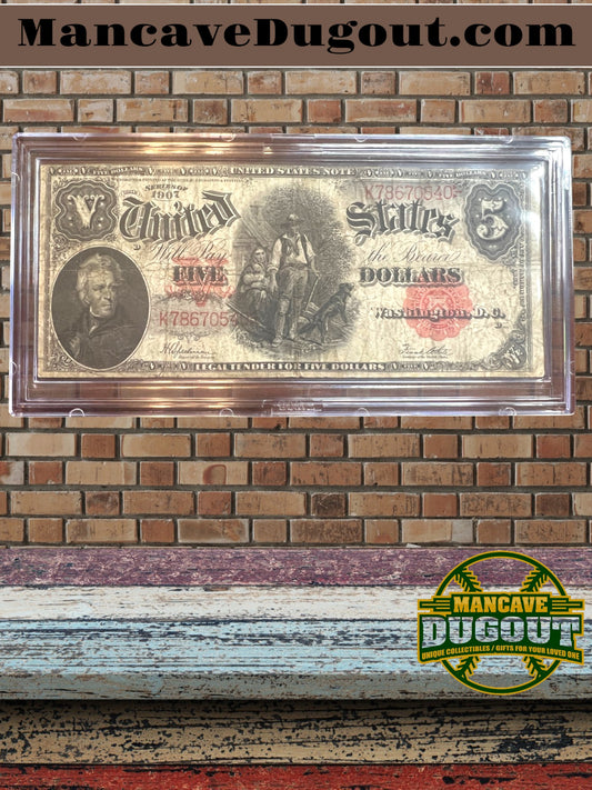1907 US $5 Note  Legal Tender - Woodchopper  Currency -0540