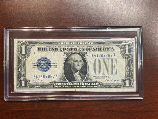 1928 $1 Silver Certificate – “Funny Back” – VF+ Good Color – No Tears/Pinholes – Sealed in Premium BCW Hard Display Case-7967