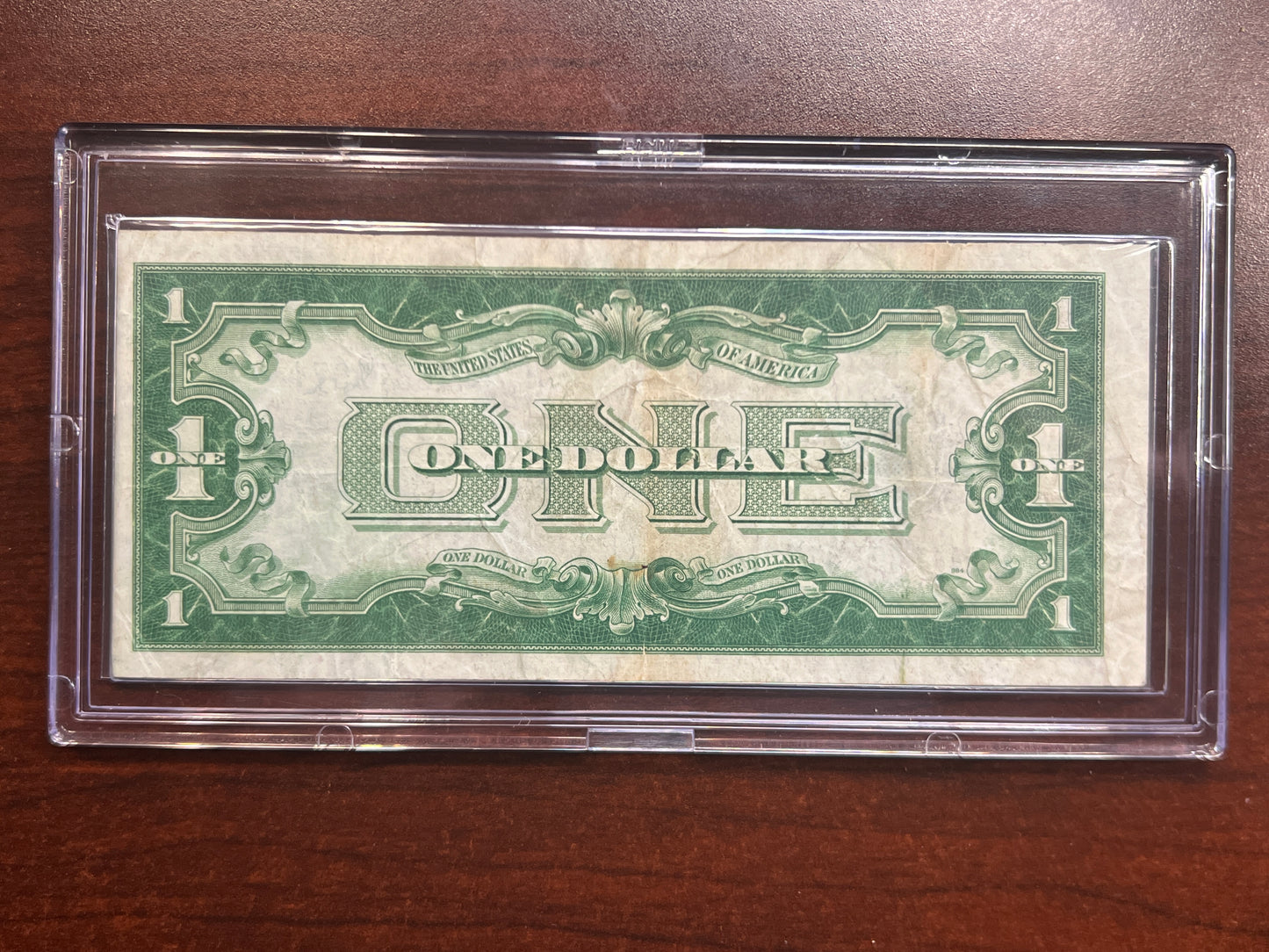 1928 $1 Silver Certificate – “Funny Back” – VF+ Good Color – No Tears/Pinholes – Sealed in Premium BCW Hard Display Case-7967