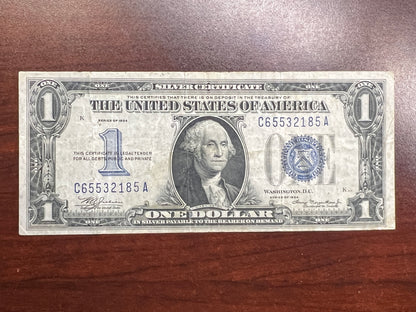 1934 $1 Silver Certificate – “Funny Back” – VF+ Good Color – No Tears/Pinholes – Sealed in Premium BCW Hard Display Case-2185A