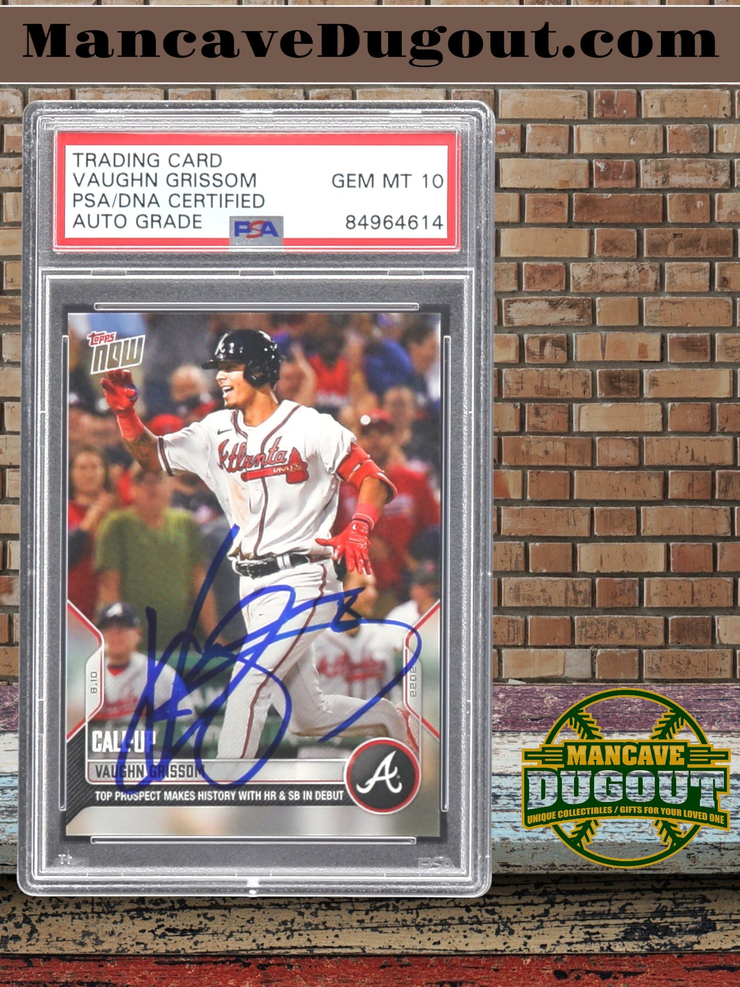 Vaughn Grissom — 2022 Topps Now #688 - Rookie Card (RC) - Signed — Autograph Graded PSA 10