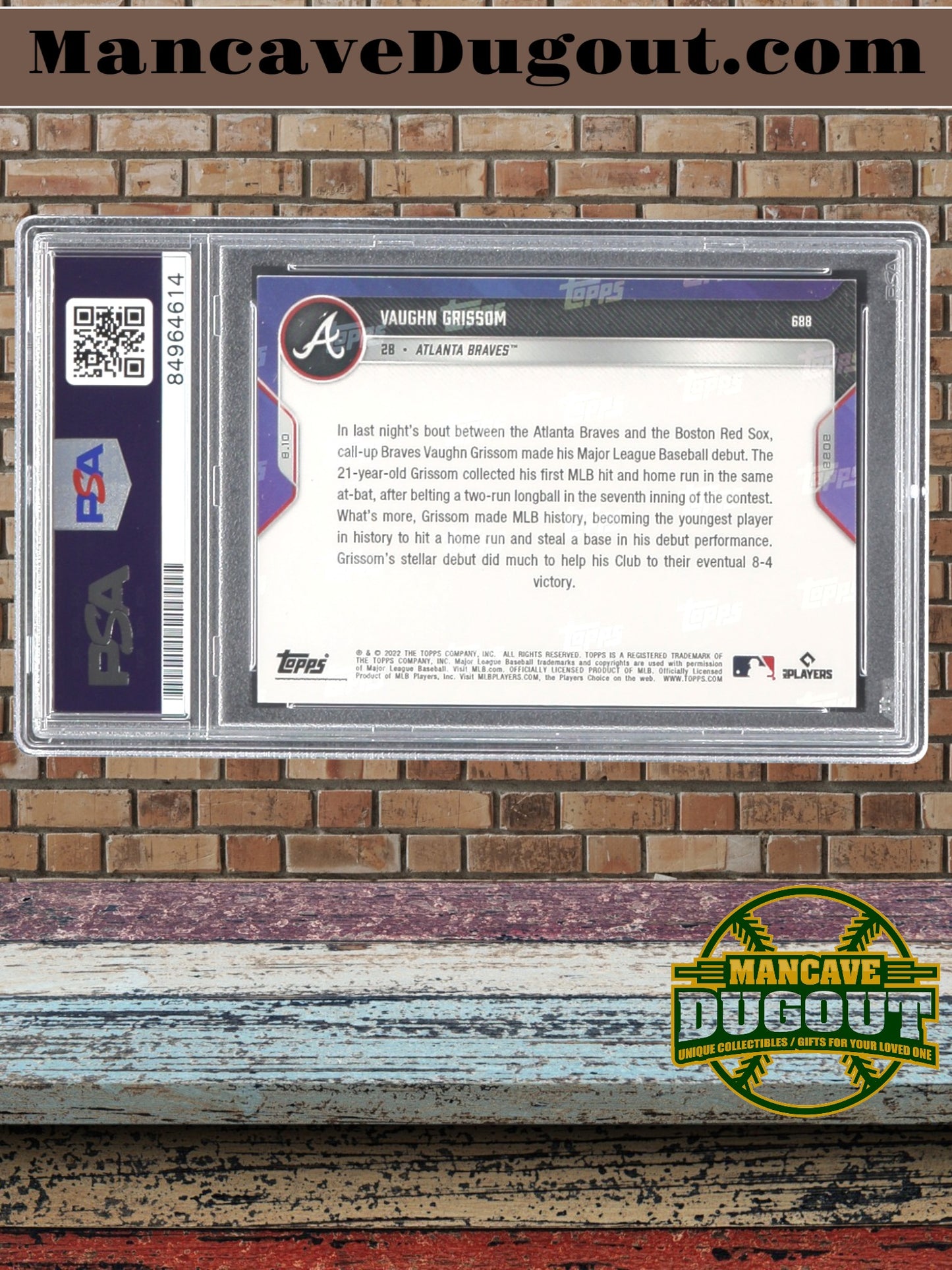 Vaughn Grissom — 2022 Topps Now #688 - Rookie Card (RC) - Signed — Autograph Graded PSA 10