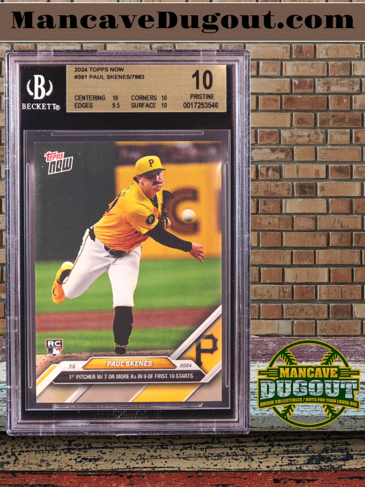 Paul Skenes 2024 Topps Now #381 RC – BGS 10 (Gem Mint Black Label Equivalent Subgrades)