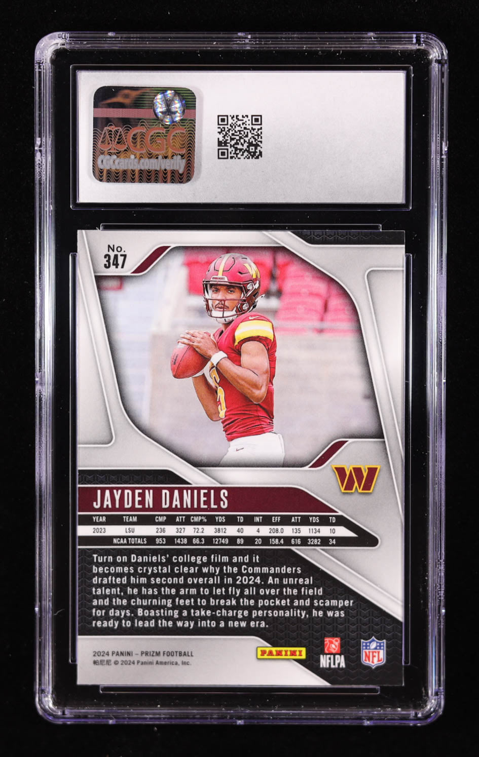 Jayden Daniels 2024 Panini Prizm #347 RC (CGC 9)-Rookie Card