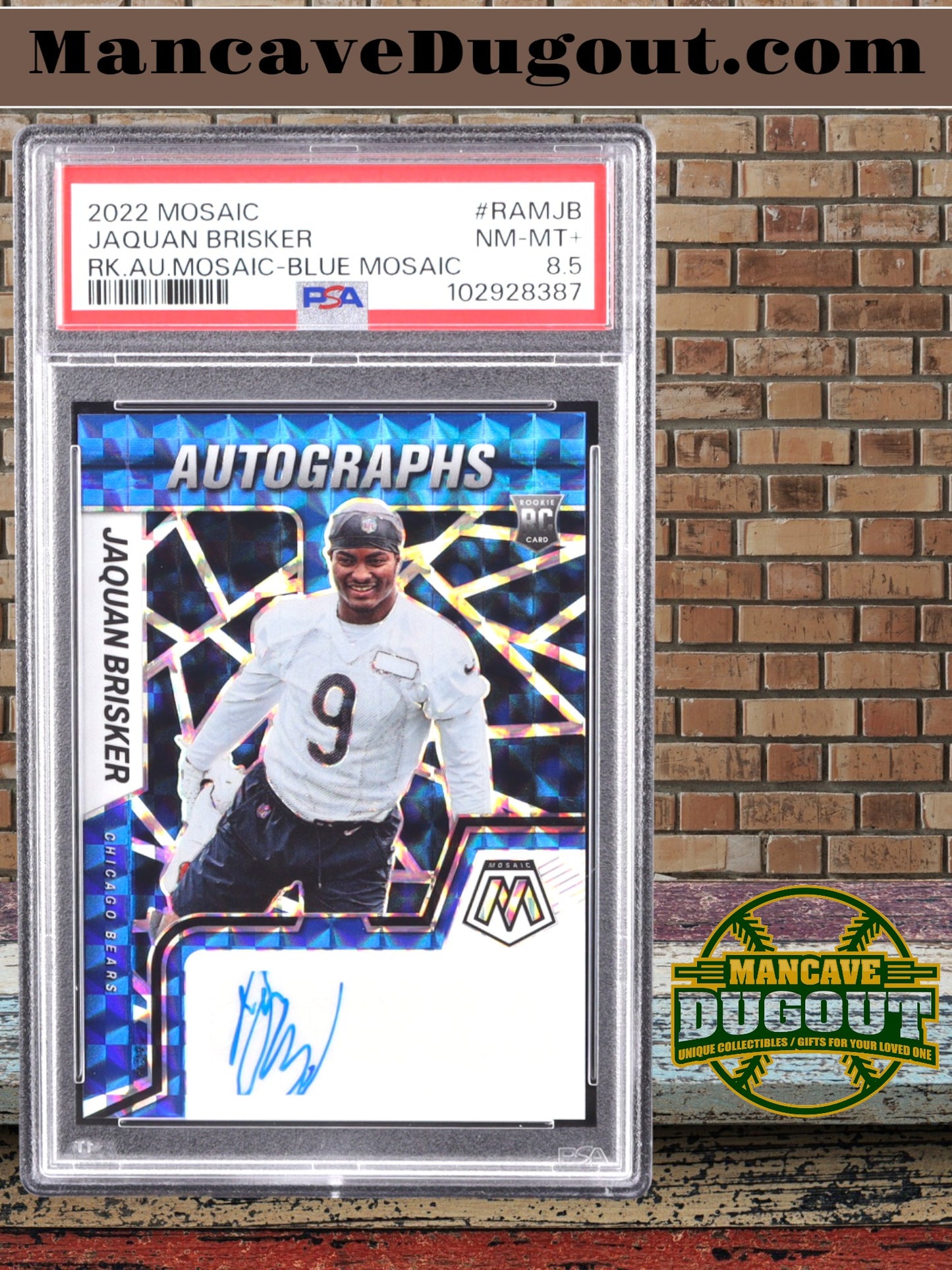 Jaquan Brisker – 2022 Panini Mosaic - Rookie Autograph • Mosaic Blue #RAMJB • Serial #19/99 • PSA 8
