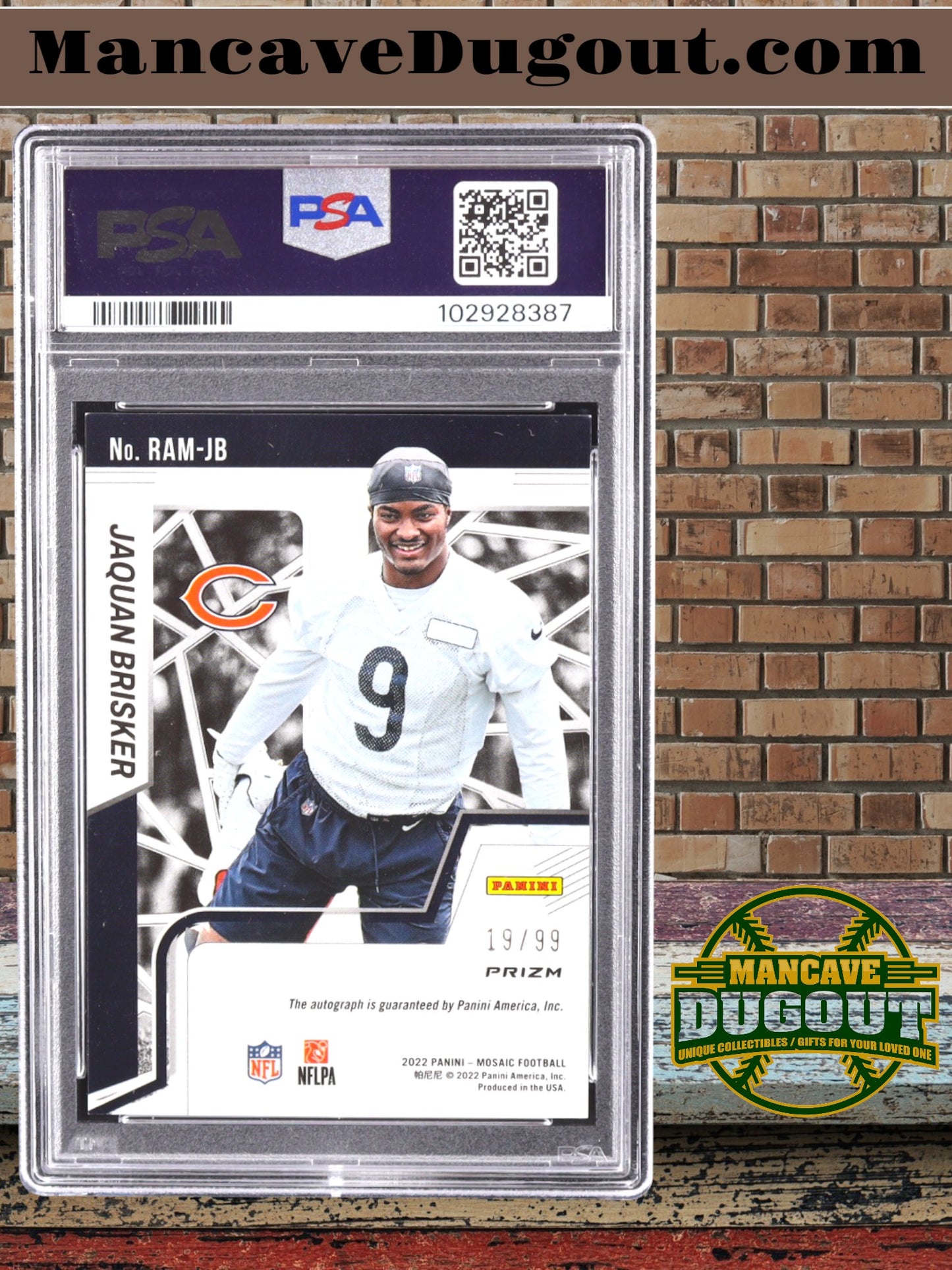 Jaquan Brisker – 2022 Panini Mosaic - Rookie Autograph • Mosaic Blue #RAMJB • Serial #19/99 • PSA 8