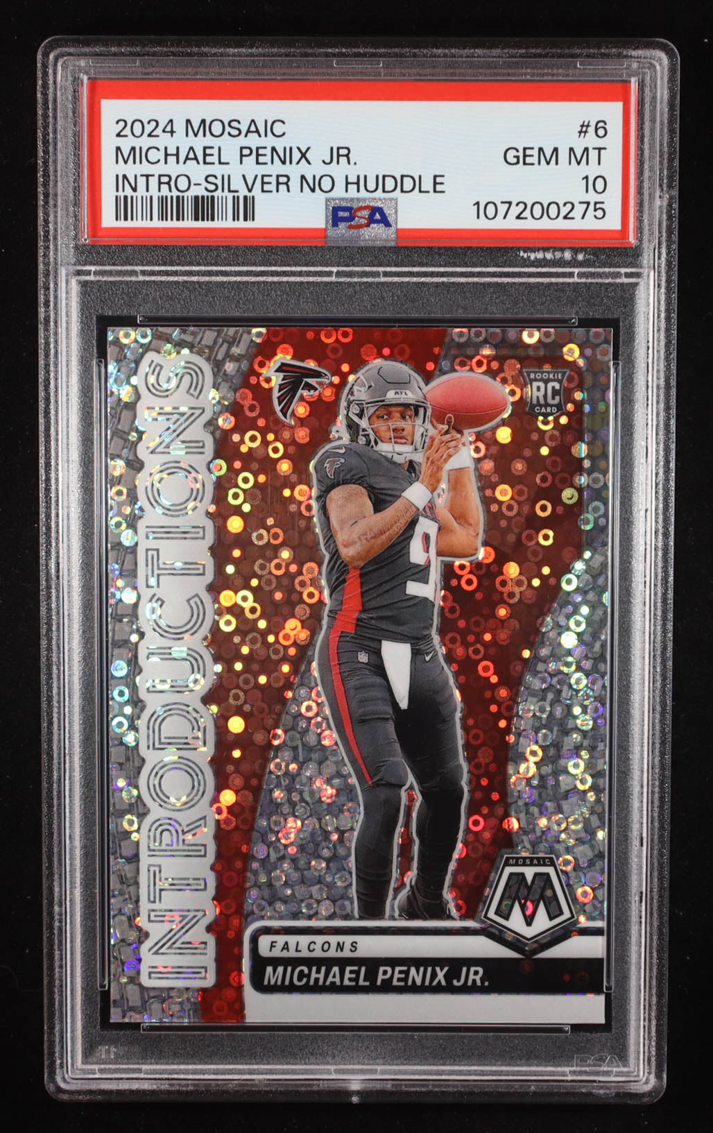 Michael Penix Jr. 2024 Panini Mosaic Introductions No Huddle Silver #6 RC (PSA 10)