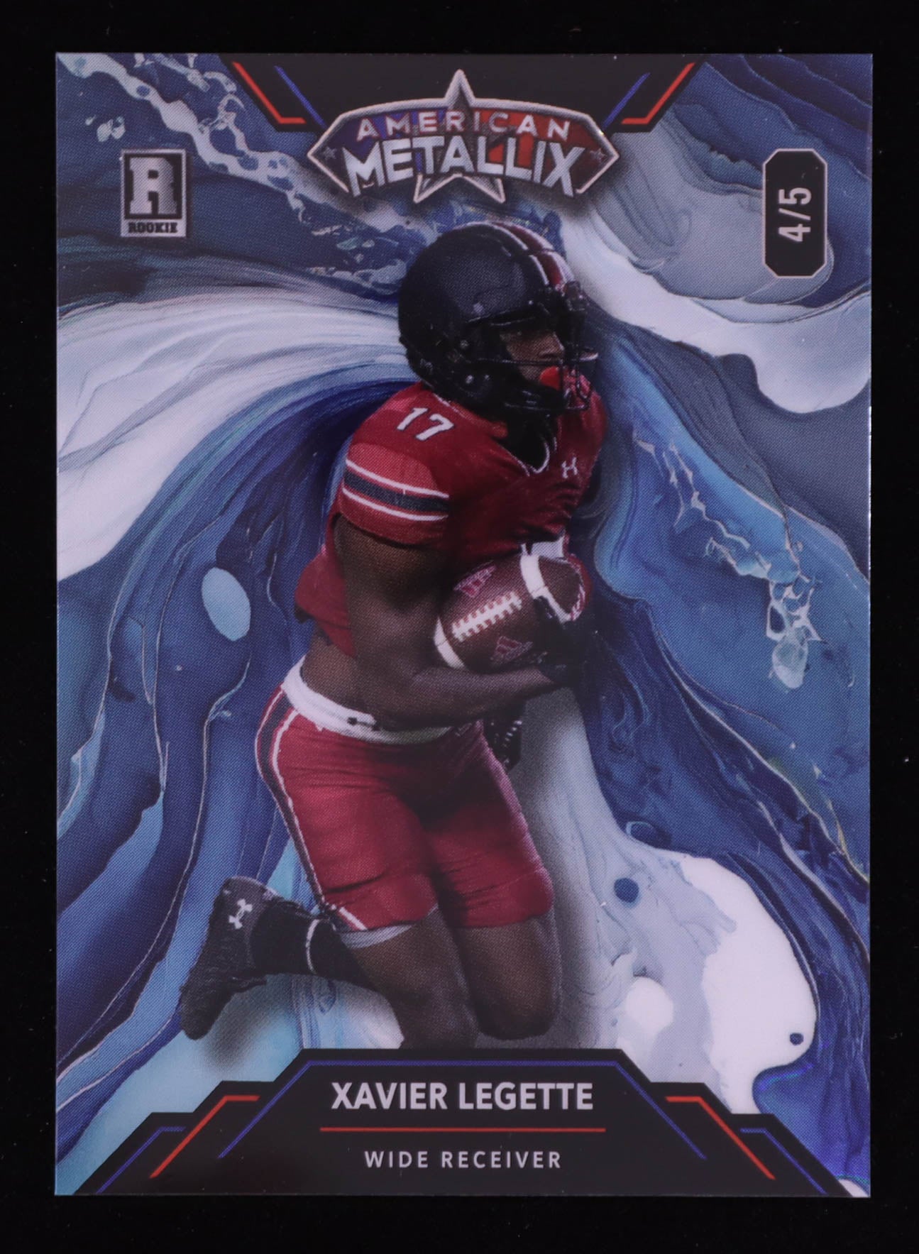 2023 Wild Card American Metallix - Xavier Legette – Holo Blue Marble • Rookie Card • Serial #4/5