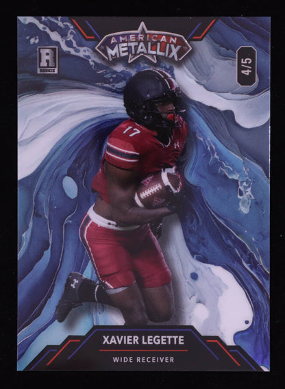2023 Wild Card American Metallix - Xavier Legette – Holo Blue Marble • Rookie Card • Serial #4/5