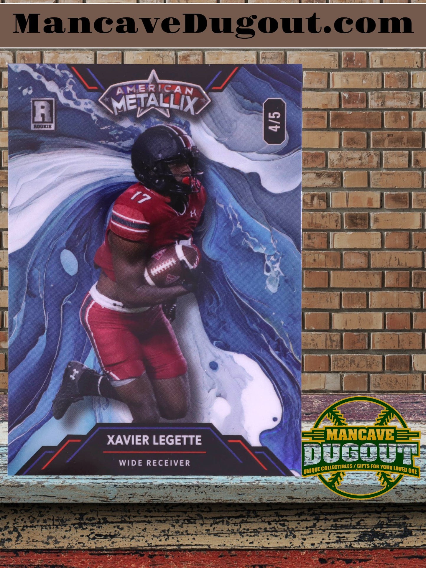 2023 Wild Card American Metallix - Xavier Legette – Holo Blue Marble • Rookie Card • Serial #4/5