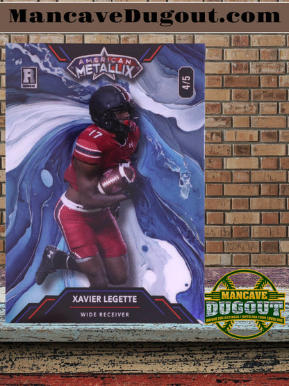 2023 Wild Card American Metallix - Xavier Legette – Holo Blue Marble • Rookie Card • Serial #4/5