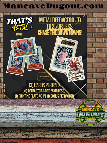 Heroes & Legends “That’s Metal” Serial Numbered to 25 or Less Mystery Box / Pack with (3) Cards
