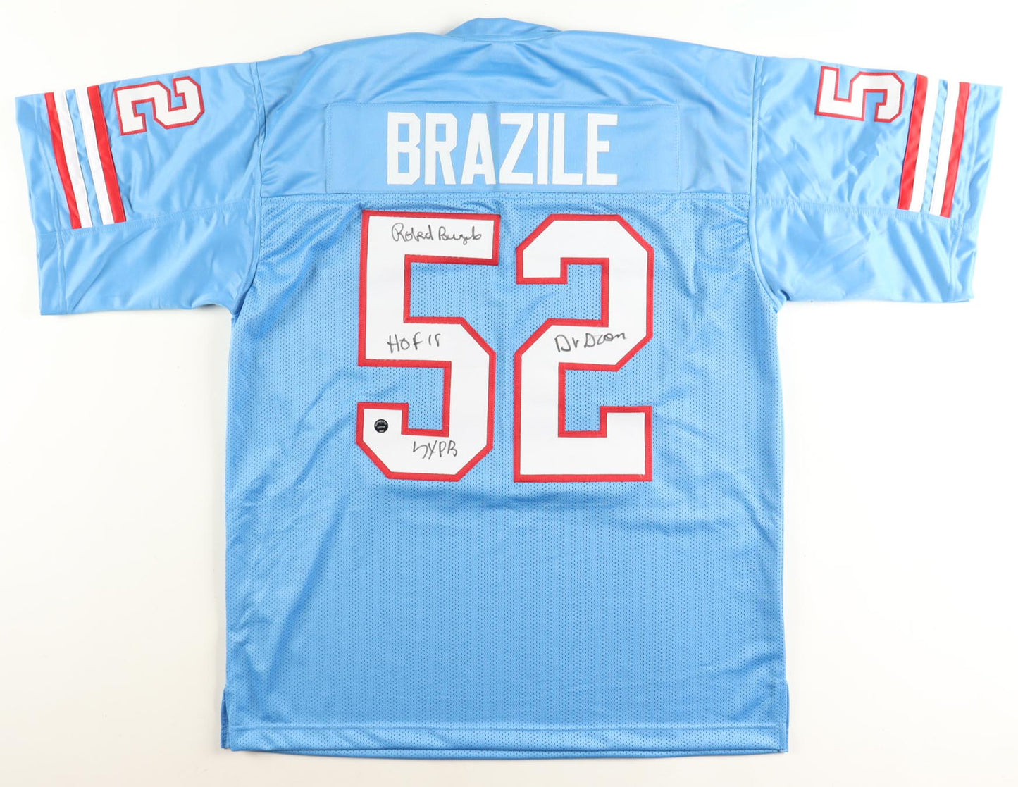 Robert Brazile Signed Jersey Inscribed "HOF 18", "7x PB" & "Dr. Doom" (Auth. Ink) - Houston Oilers