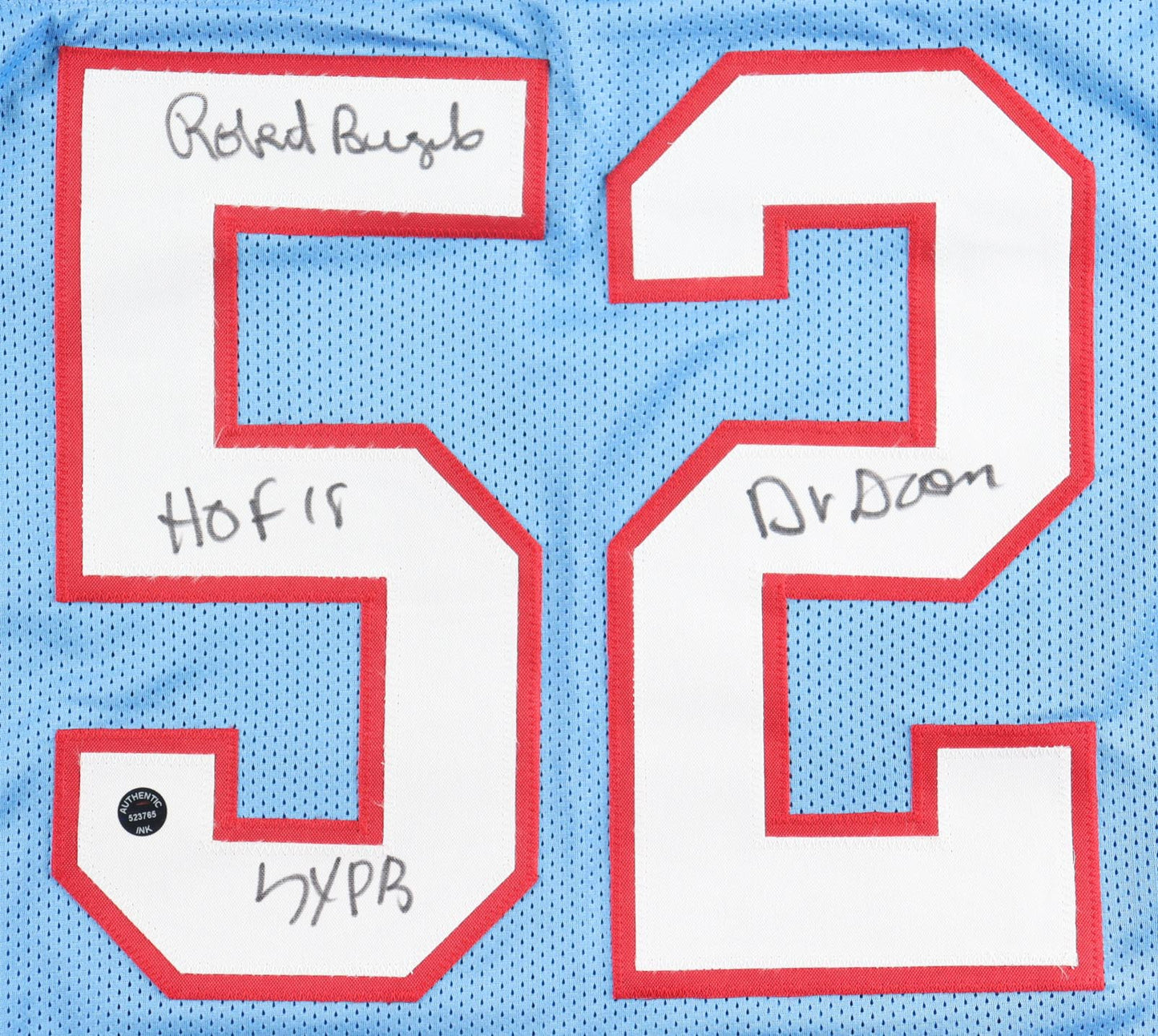 Robert Brazile Signed Jersey Inscribed "HOF 18", "7x PB" & "Dr. Doom" (Auth. Ink) - Houston Oilers