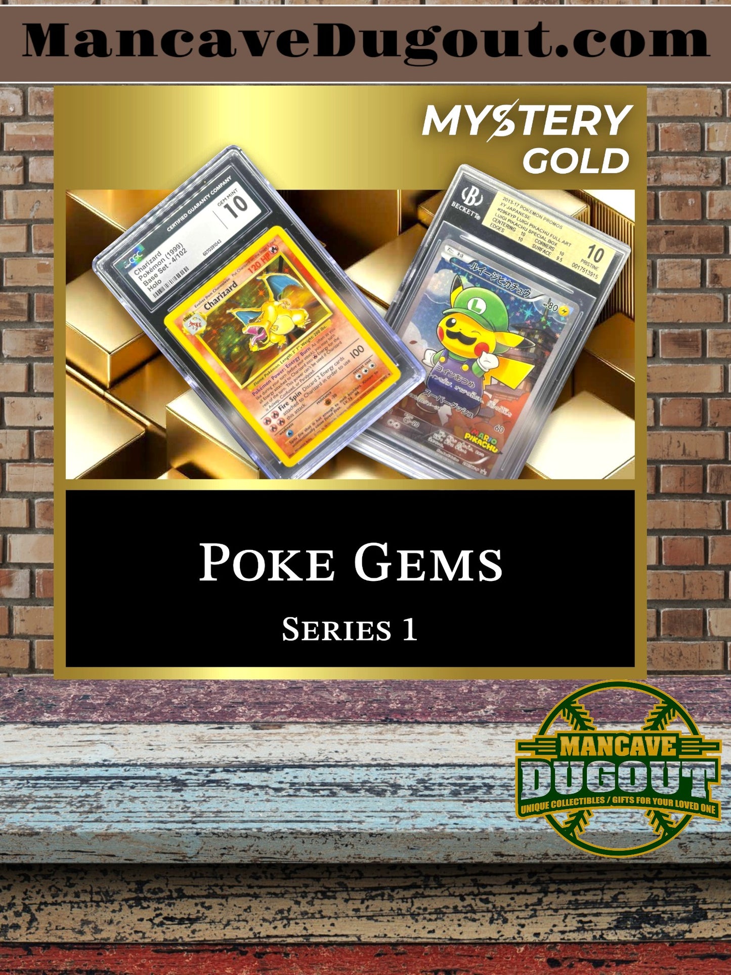 Mystery Gold Presents Poke Gems Series 1 Mystery Box Pokemon Pack - Contains 1 PSA/BGS/CGC Gem Mint Or Pristine