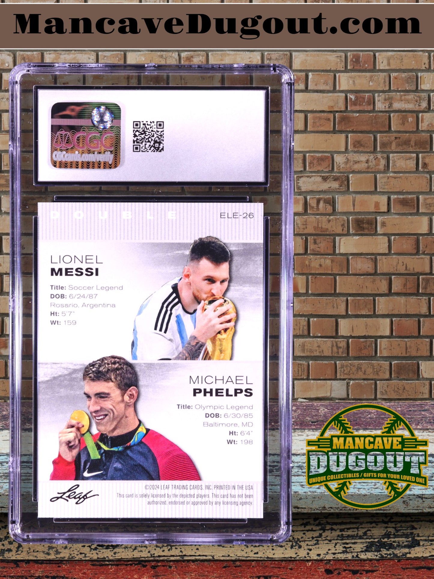 Lionel Messi & Michael Phelps - 2024 Leaf Special Release – Exclusive Legends Edition  Card #ELE26 — CGC 10 Gem Mint