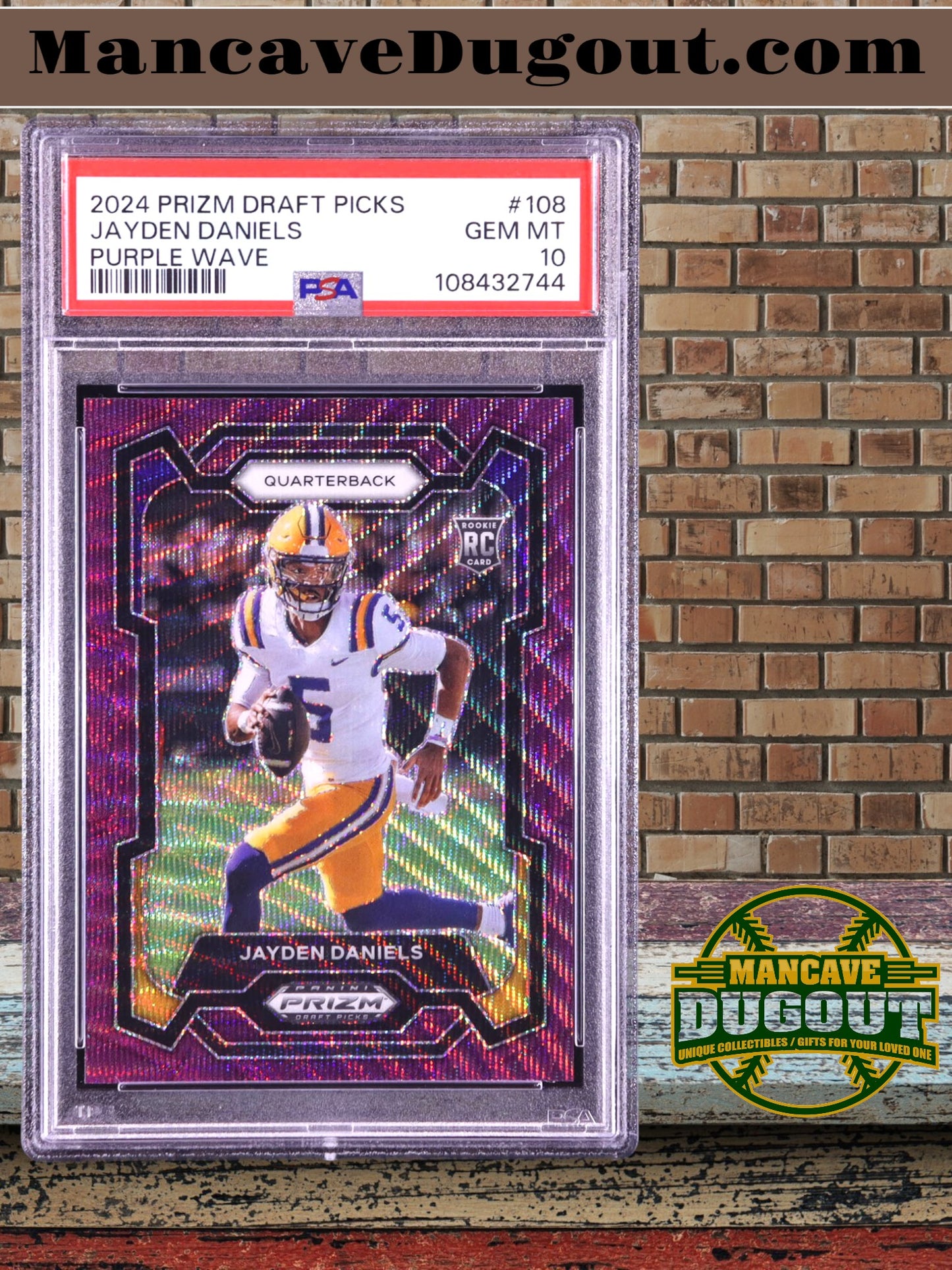 2024 Jayden Daniels Panini Prizm Draft Picks Prizms Purple Wave #108 RC (PSA 10)