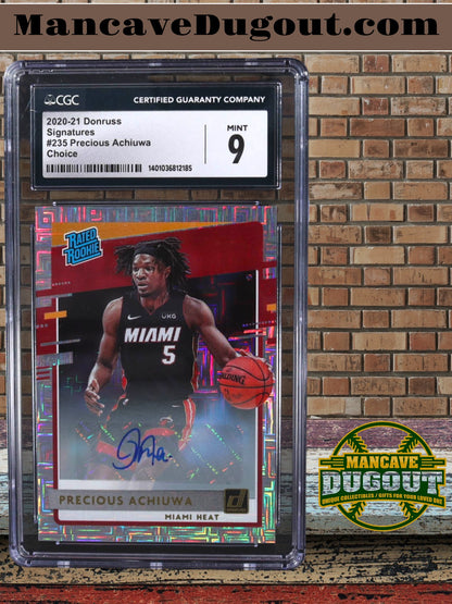 Precious Achiuwa — 2020 21 Donruss - Rated Rookies Signatures Choice #235 RC CGC 9 (Auto CGC 10)