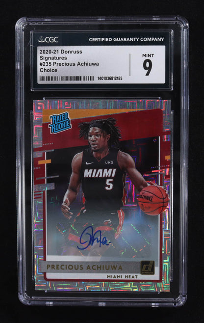 Precious Achiuwa — 2020 21 Donruss - Rated Rookies Signatures Choice #235 RC CGC 9 (Auto CGC 10)