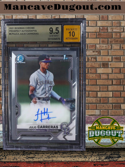 Julio Carreras — 2021 Bowman Chrome - Prospect Autographs #CPAJCA — Rookie Auto - BGS 9.5 Gem Mint (Autograph 10)