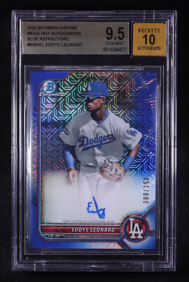 Eddys Leonard 2022 Bowman Chrome Mega Box - Autographs Blue Refractors #BMAEL – Rookie Card (RC) - Serial Numbered 088/150 - BGS 9.5 Gem Mint | BGS 10 Auto