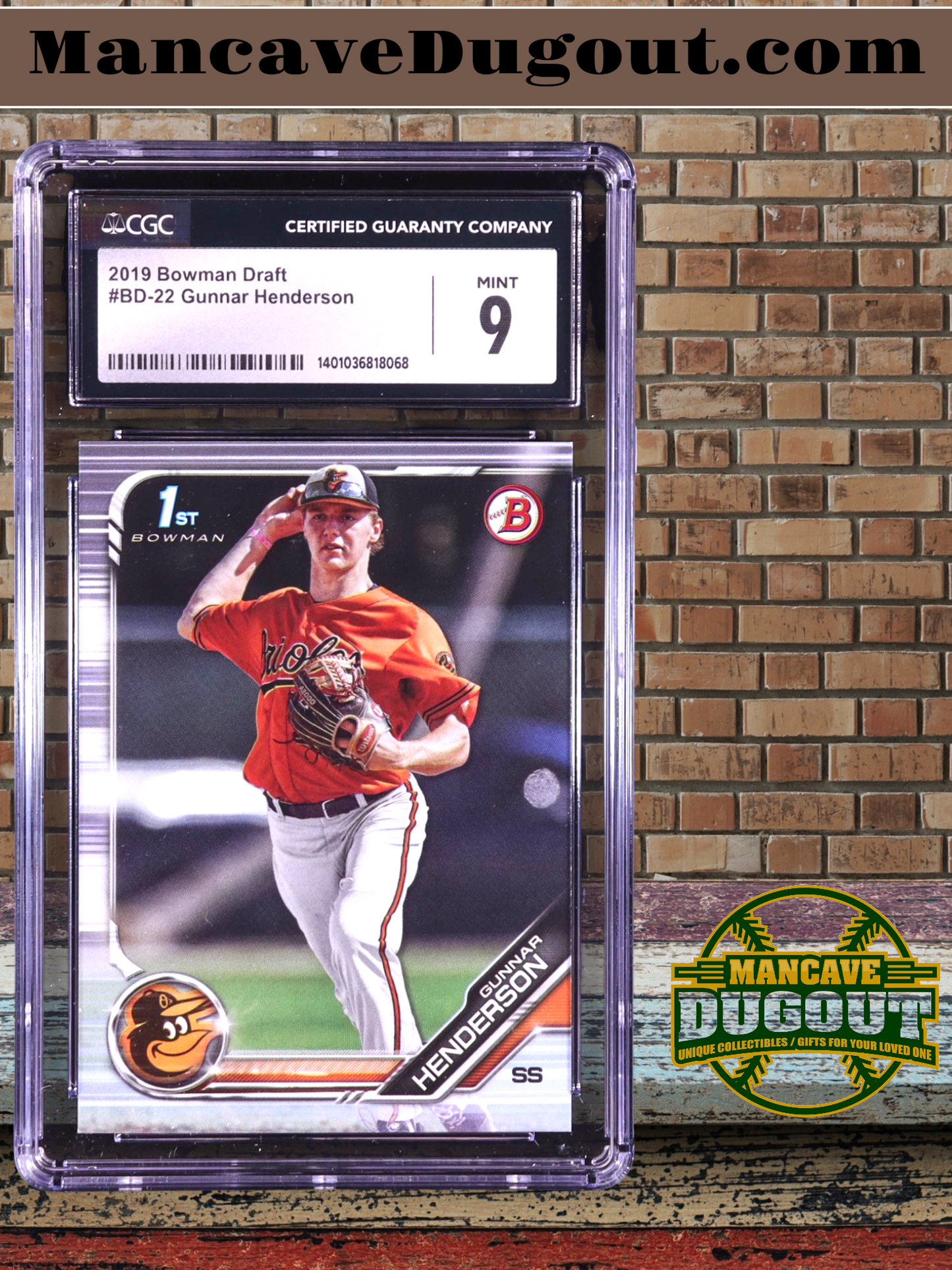 Gunnar Henderson — 2019 Bowman Draft - Rookie Card #BD22 - CGC 9 Mint