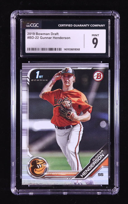 Gunnar Henderson — 2019 Bowman Draft - Rookie Card #BD22 - CGC 9 Mint