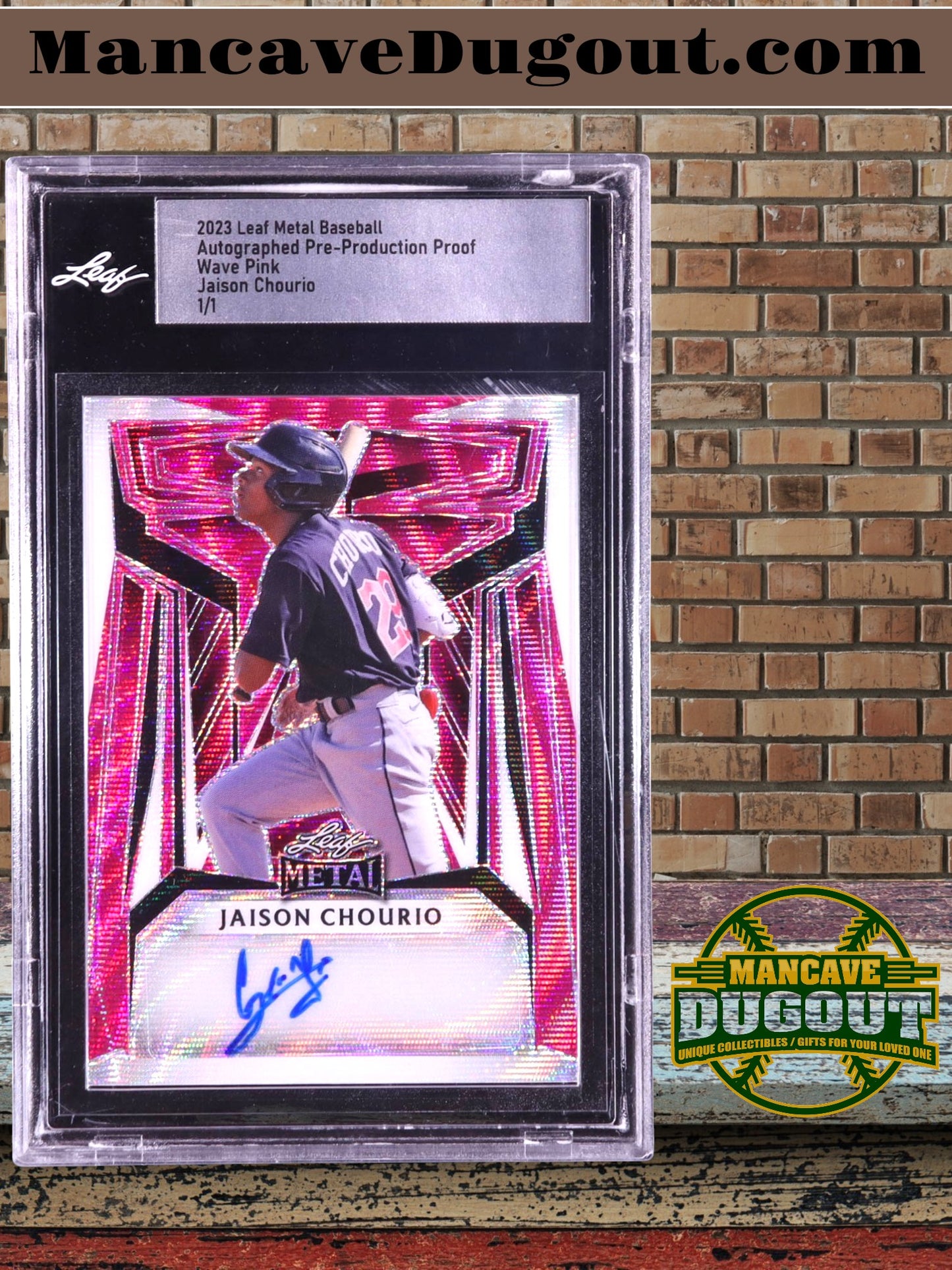 Jaison Chourio — 2023 Leaf Metal - Autographs Wave Pink — Pre Production Proof - #NNO — 1/1 (Leaf Factory Issue)