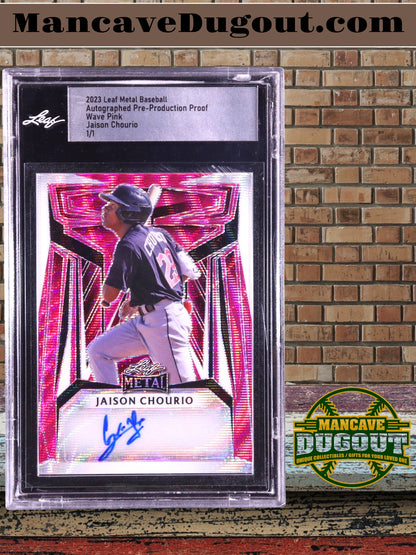 Jaison Chourio — 2023 Leaf Metal - Autographs Wave Pink — Pre Production Proof - #NNO — 1/1 (Leaf Factory Issue)