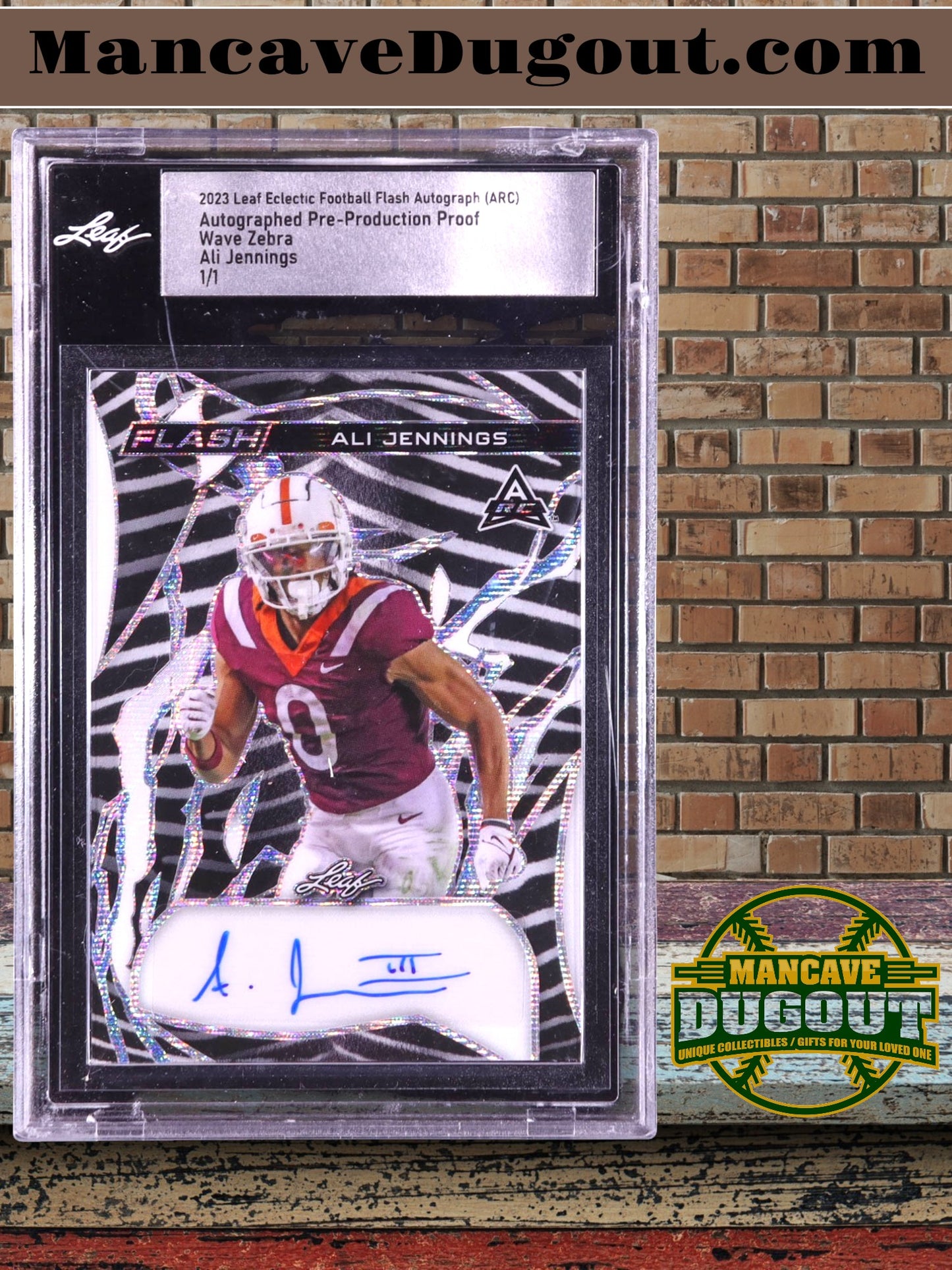 Ali Jennings — 2023 Leaf Eclectic Flash - Autographs — Zebra Wave Pre Production Proof - #NNO — 1/1 One of One - Leaf Factory Proof
