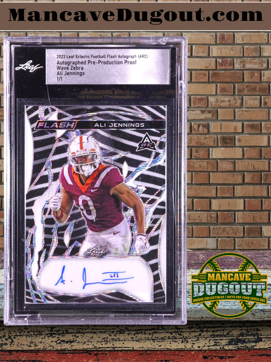 Ali Jennings — 2023 Leaf Eclectic Flash - Autographs — Zebra Wave Pre Production Proof - #NNO — 1/1 One of One - Leaf Factory Proof