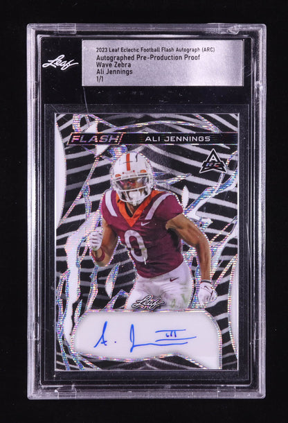 Ali Jennings — 2023 Leaf Eclectic Flash - Autographs — Zebra Wave Pre Production Proof - #NNO — 1/1 One of One - Leaf Factory Proof