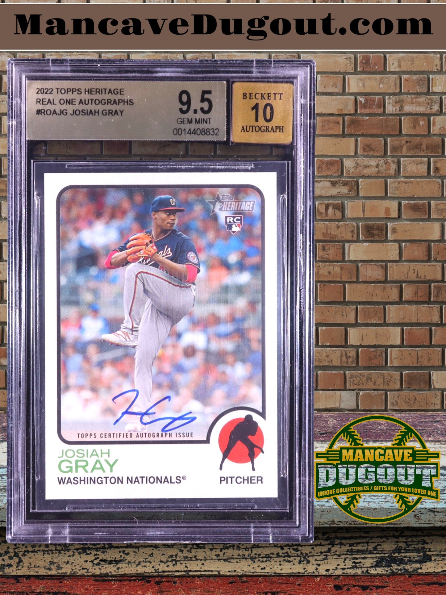 Josiah Gray — 2022 Topps Heritage - Real One Autographs — Rookie Card #ROAJG - BGS 9.5 Gem Mint | Autograph Grade 10