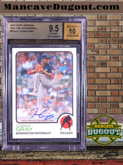 Josiah Gray — 2022 Topps Heritage - Real One Autographs — Rookie Card #ROAJG - BGS 9.5 Gem Mint | Autograph Grade 10