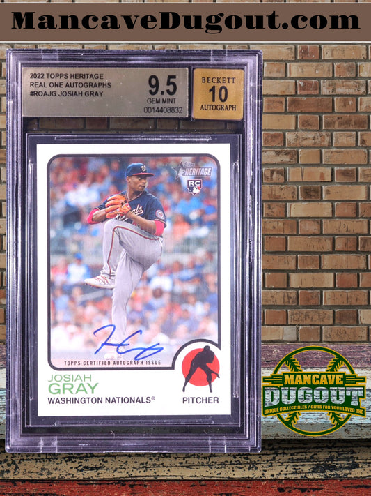 Josiah Gray — 2022 Topps Heritage - Real One Autographs — Rookie Card #ROAJG - BGS 9.5 Gem Mint | Autograph Grade 10