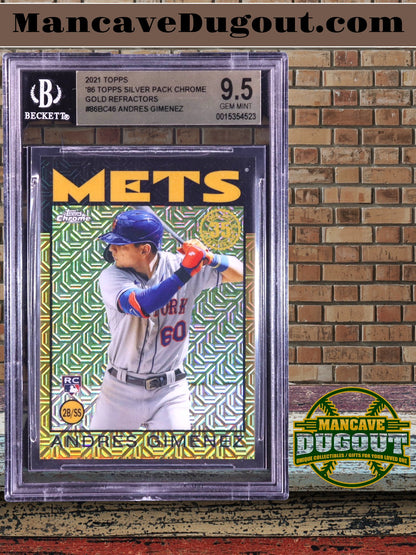 Andrés Giménez — 2021 Topps - ’86 Topps Silver Pack Chrome — Gold Refractor #86BC46 (RC) - Serial Numbered 17/50 - BGS 9.5 Gem Mint
