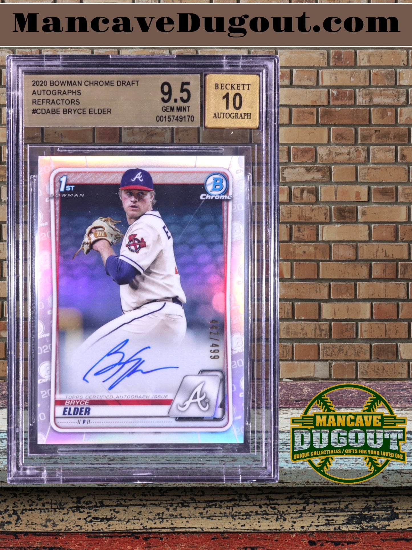 Bryce Elder 2020 Bowman Chrome Draft Autographs Refractors #CDABE RC #442499 (BGS 9.5  Autograph Graded BGS 10)