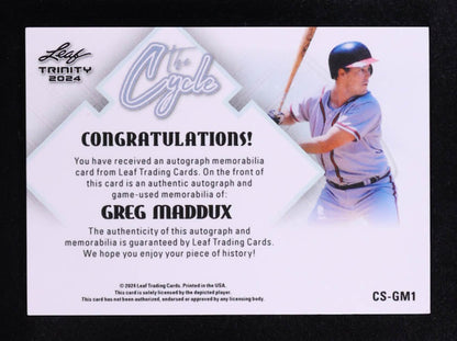 Greg Maddux 2024 Leaf Trinity The Cycle Autograph Memorabilia Bronze Spectrum #CSGM1 #02/10