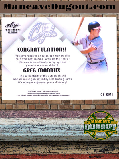 Greg Maddux 2024 Leaf Trinity The Cycle Autograph Memorabilia Bronze Spectrum #CSGM1 #02/10