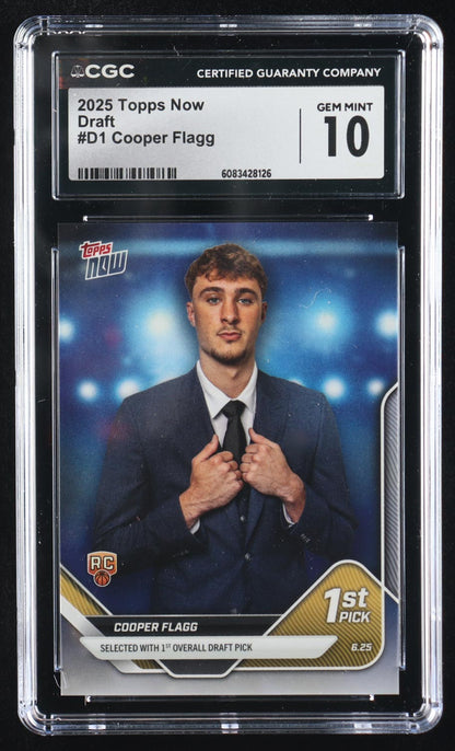 Cooper Flagg 2025 26 Topps Now #D1 RC – CGC 10 Gem Mint