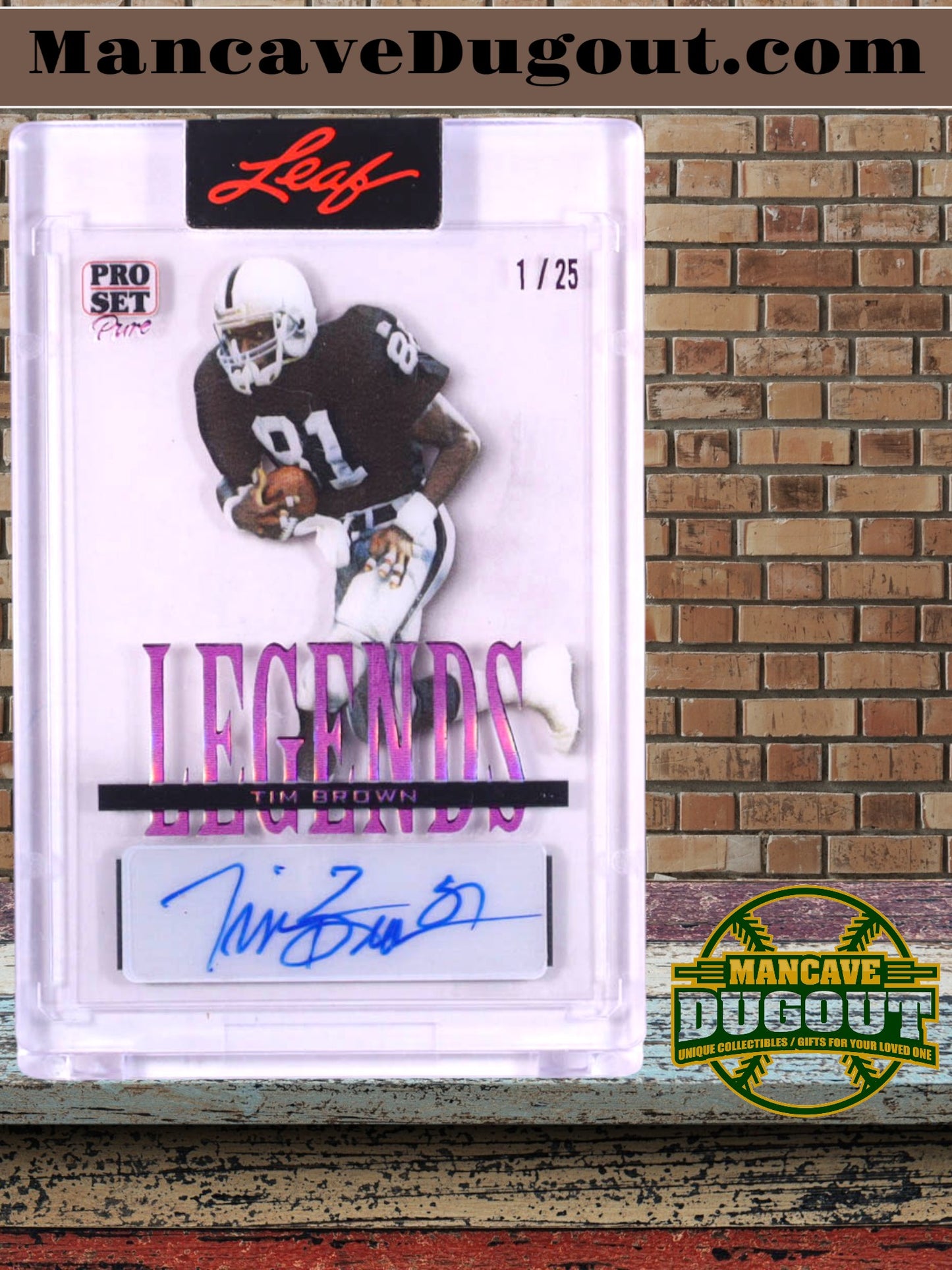 Tim Brown 2023 Leaf Pro Set Pure Legends Autographs Magenta Spectrum #LTB1 #1/25