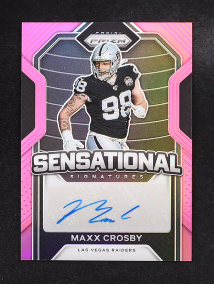2020-Maxx Crosby Panini Prizm Sensational Signatures Prizm Pink #18
